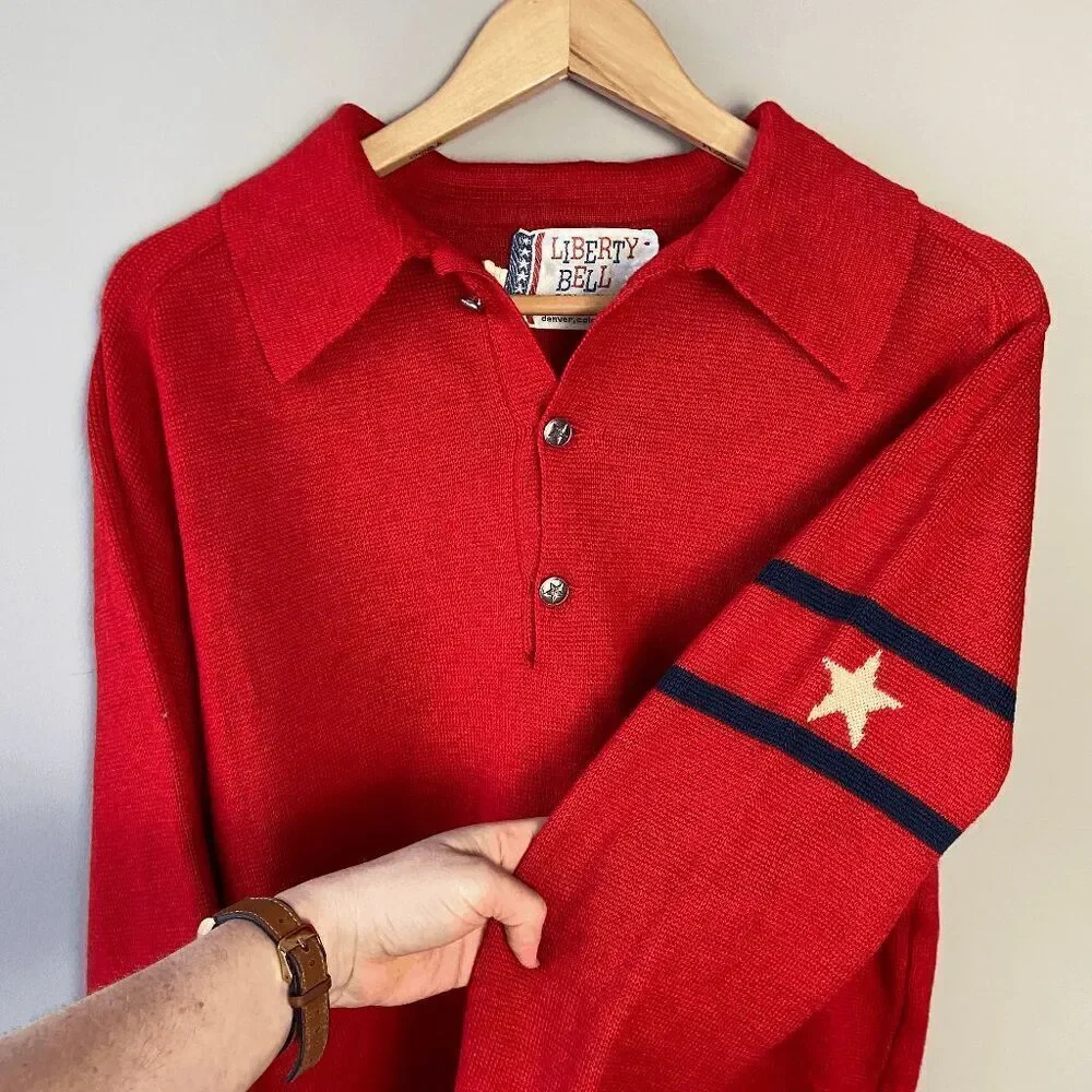 1960-70’S Vintage Liberty Bell Men's Wool Ski Wear Top Sweater SZ M